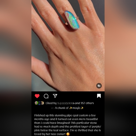 GORGEOUS OOAK CUSTOM STUDIO PIPE OPAL RING!!! - Picture 6 of 6